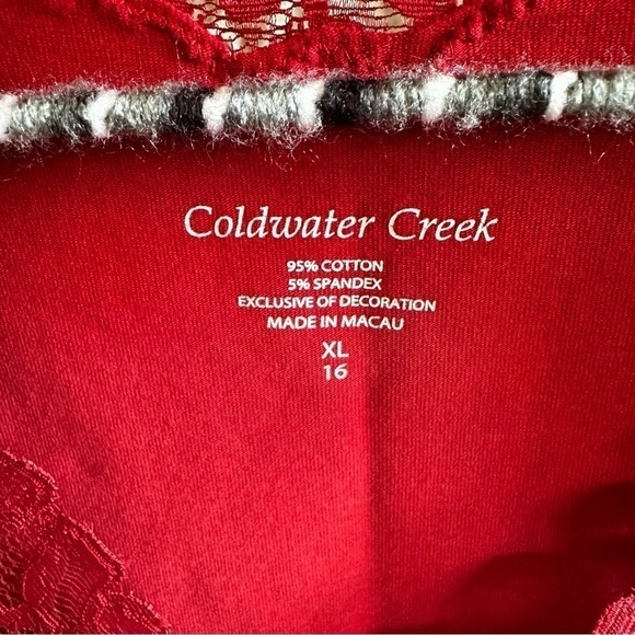 Coldwater Creek lace detail red tank top size XL 16 - Picture 2 of 7